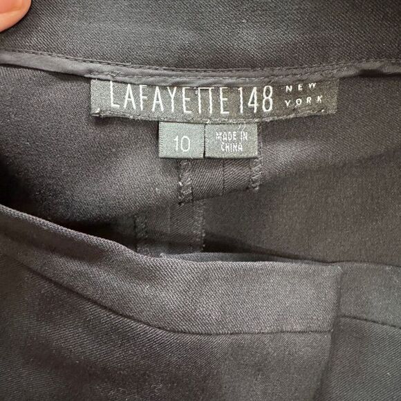LAFAYETTE 148 NY || Black Wide Leg Cuff In Wool Pant size 10 - Picture 6 of 7